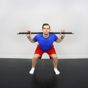 Squat performed with a CanDo WaTE bar 